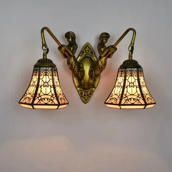 

2020 Wall Light Wandlamp Luminaire Retro Mermaid Corridor Double Head Wall Lamp Arabic Style Colored Glass Living Room Dining