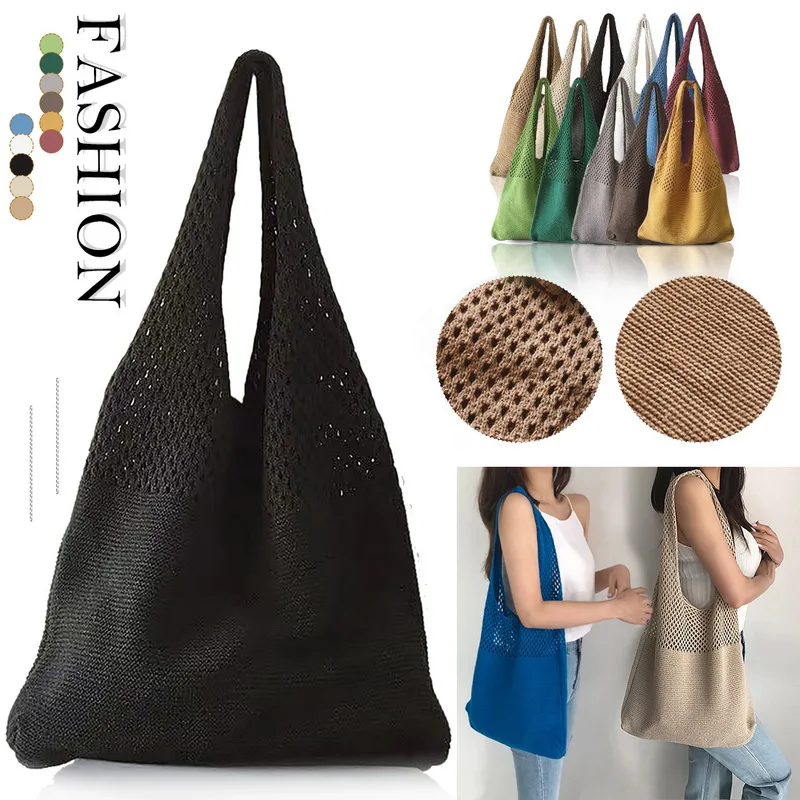 Woven Womens Shoulder Bags Ladies Designer Knitted Braid Handbags Tote Summer Beach Party Bag Purses Shopper Sac Satchel Female