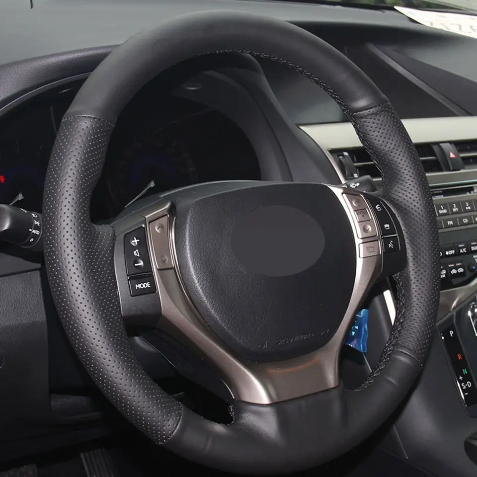 DIY черный из натуральной кожи ручной работы Автомобильный руль подходит для Lexus ES250 ES300h RX270 RX350 GS250 GS300h
