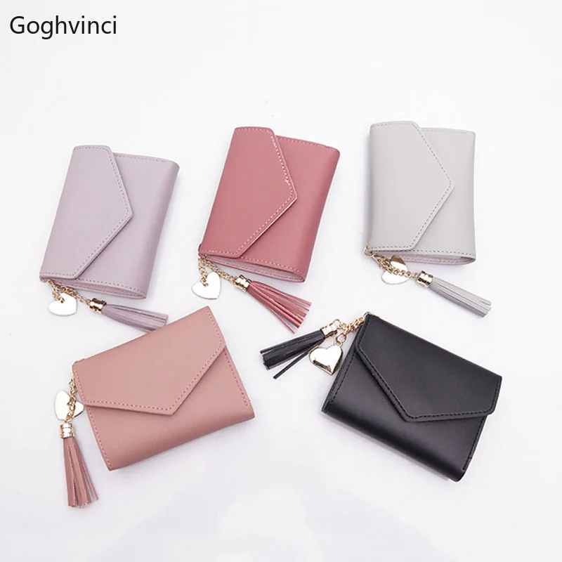 

Wallets Women Simple Elegant Korean Students Solid Tassel Leisure Buckle Womens All-match Various Color Ladies Lovely Purse