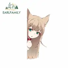 

EARLFAMILY 13cm x 6.1cm for Anime Fox Girl Peeking Vinyl Car Stickers Air Conditioner Anime Waterproof Occlusion Scratch Decal