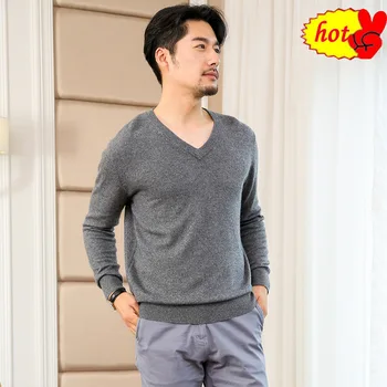

Autumn Solid Spring Color V-Neck Men's Clothing Pullover Knitted Sweater Coat Male Knitwear Jumper Long Sleeve Casual Jersey