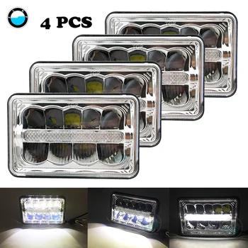 

4PCS 4X6 INCH Square led headlight High/Low Beam Sealed headlamp for H4651/H4652/H4656/H4666/H6545 type 5'' led work light.