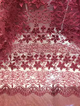 

Beautiful 3D flowers ethnic style sequin embroidery French mesh lace African lace fabric Nigerian style lace dress skirt fabric