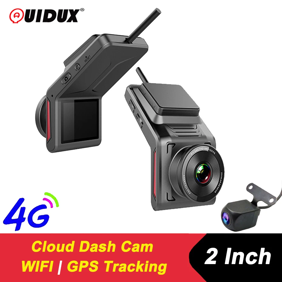 QUIDUX 4G мини видеорегистратор с двумя объективами WI FI Автомобильный 2 дюймов HD1080P