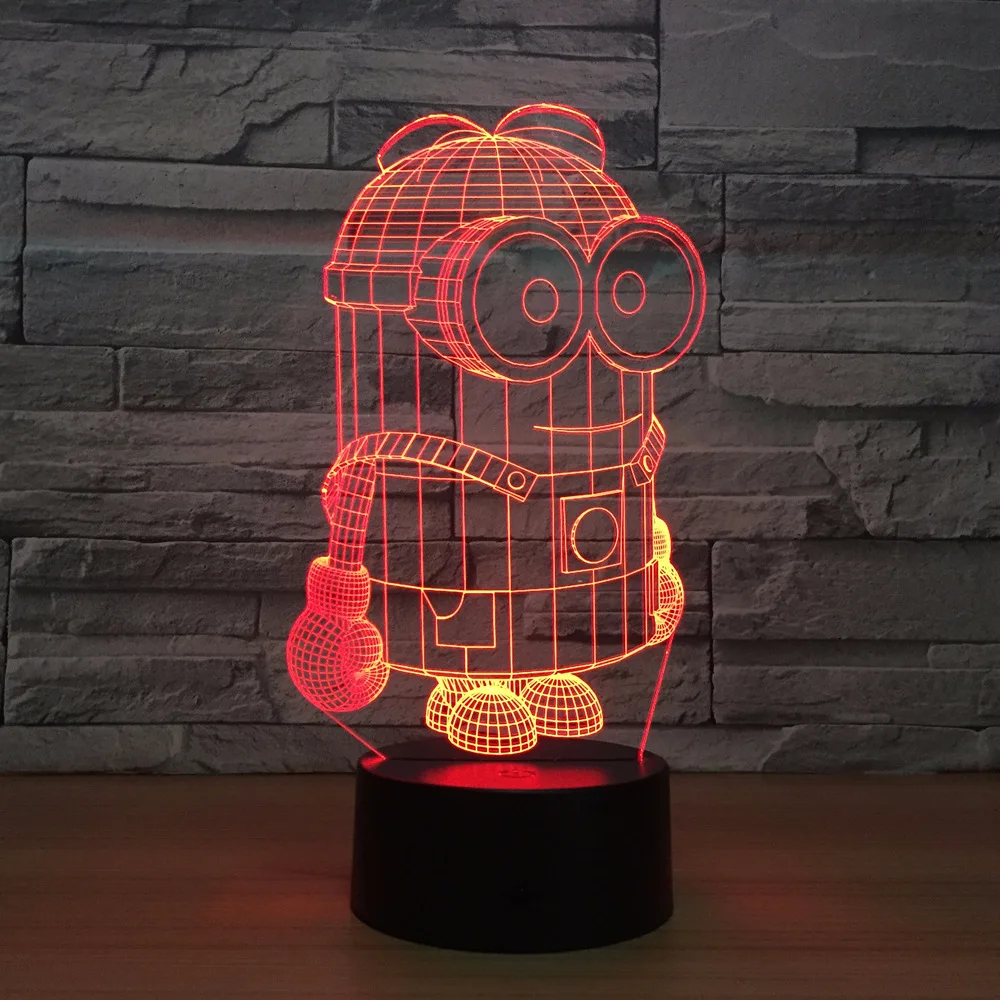 Cartoon Cute 3D Minions LED Night Light Desk Table Lamp 7 Colors Touch Switch Colorful For Child Baby Birth Christma Gift