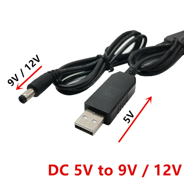 USB to DC 5.5x2.1mm Power Boost line USB 5V to DC 9V / 12V Step UP Module  USB Converter Adapter Cable 5.5x2.5mm Plug 1M