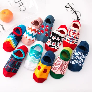 

2020 spring and autumn new ladies cartoon shallow mouth short socks European and American personality creative trendy socks