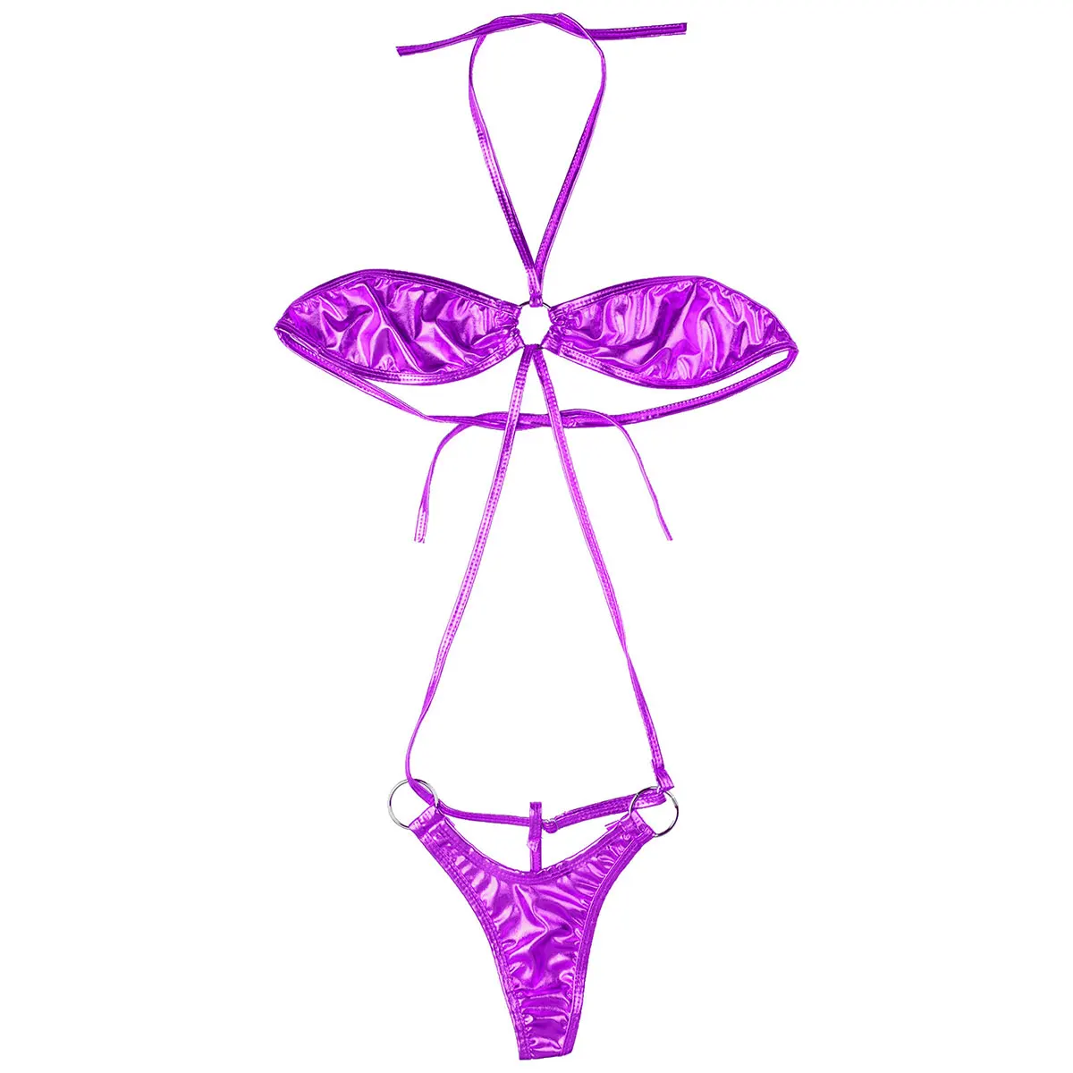 Single and wild Shiny Metallic Tiny Bikini Shiny Fashion LALE LOOK