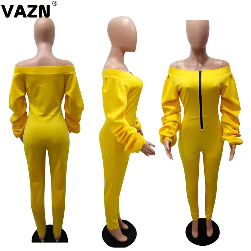 VAZN GBLX 15214 спортивный Желтый Повседневный Комбинезон для ночного клуба, комбинезон с длинными рукавами, длинные штаны, комбинезоны, сексуальная ветровка