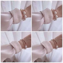 Новинка года. Необычные браслеты-цепочки в стиле барокко с искусственным жемчугом из золотого металла для женщин и девушек. Летние украшения для вечеринок