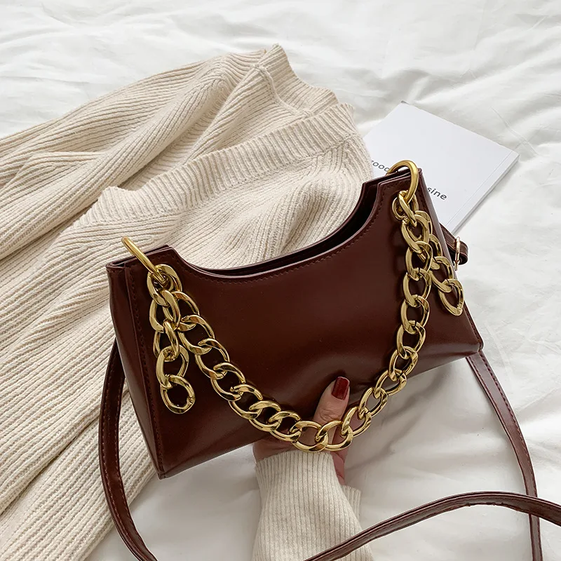 

On Trending Korean-style Western Style WOMEN'S Bag Small Bag MORI Series Cool Chain Handbag Textured Versatile Shoulder Oblique