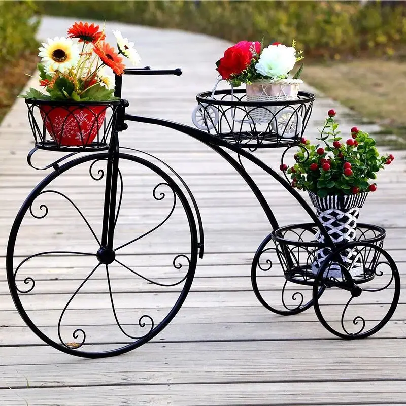 Iron Plant Shelf Flower Rack Nordic Metal Floor Shelf Multi-layer Bicycle Metal Shelves Plants Stand Outdoor Garden Decors