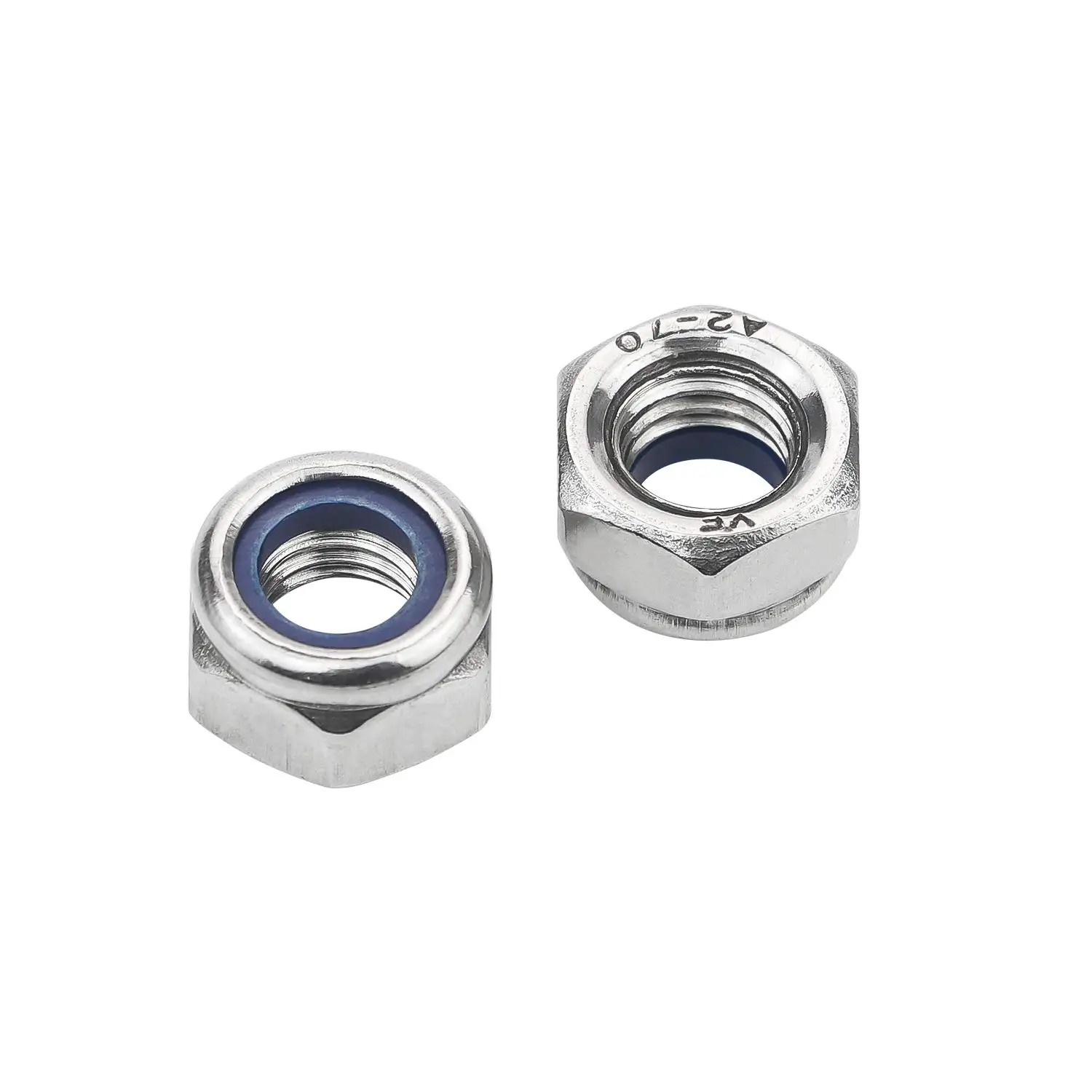 Favordrory M8 x 1.25mm 304 Stainless Steel Self-Lock Nylon Inserted Hex Lock Nuts, Self Clinching Nuts, 50 PCS