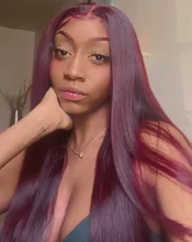 Pelo recto 13X6 peluca con malla frontal pelucas de cabello humano 99J Borgoña Pre-arrancado 180% Remy pelo profundo parte pelucas para mujeres brasileño