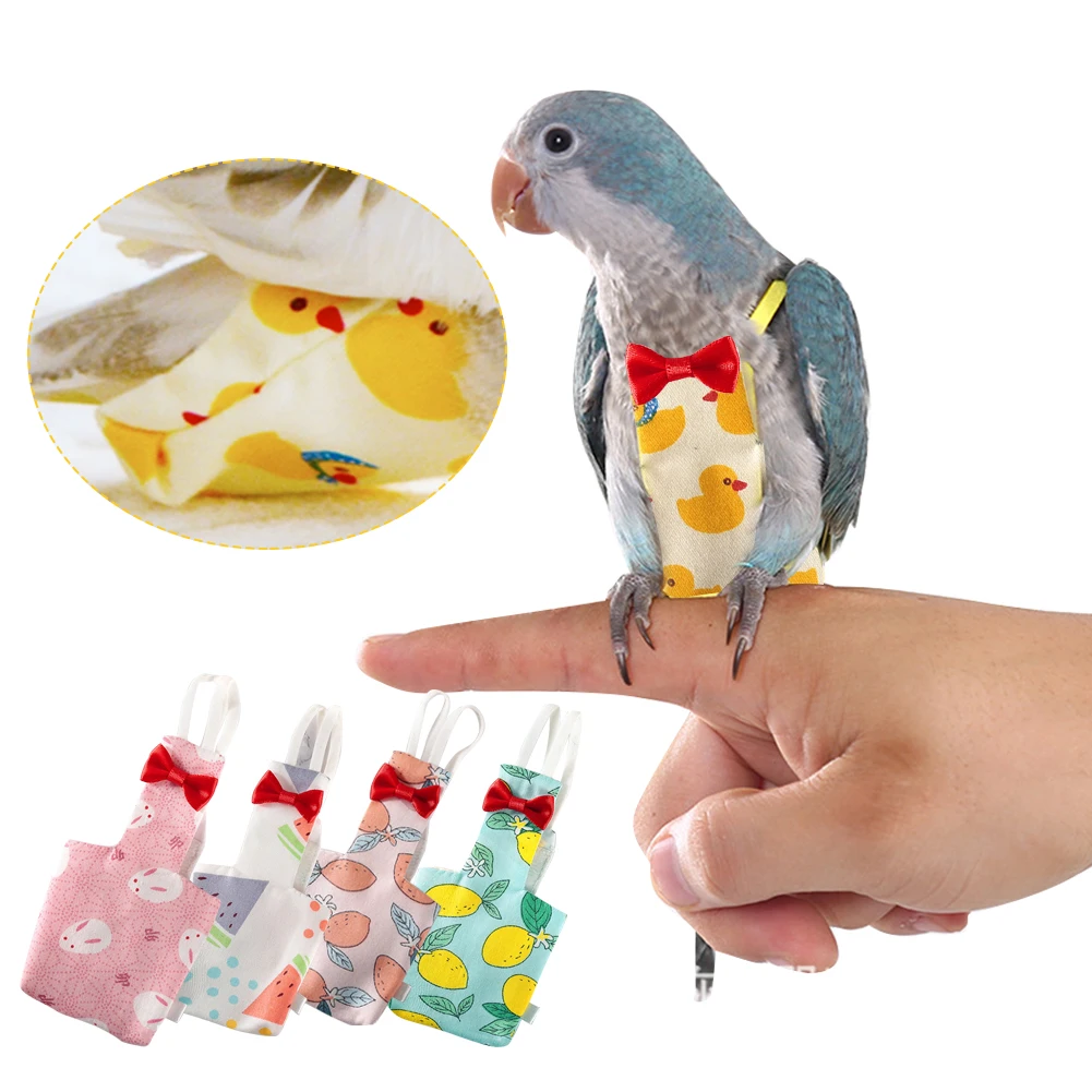 Pet Bird Diaper Parrot Diaper with Bowtie Cute Colorful Fruit Floral Cockatiel Pigeons Small Medium Large Pet Birds Flight Suit Clothes Washable bird diaper pet bird diaper