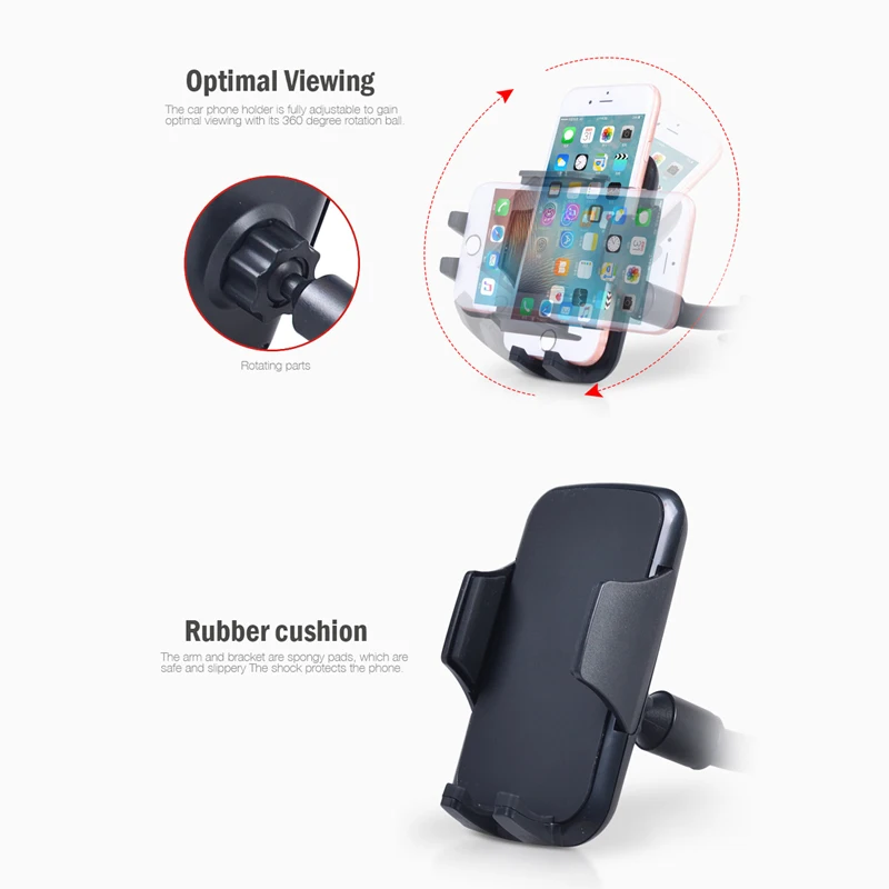  Windshield Car Phone Holder Long Arm Windshield Mount Stand Cradle Universal Support for SmartPhone