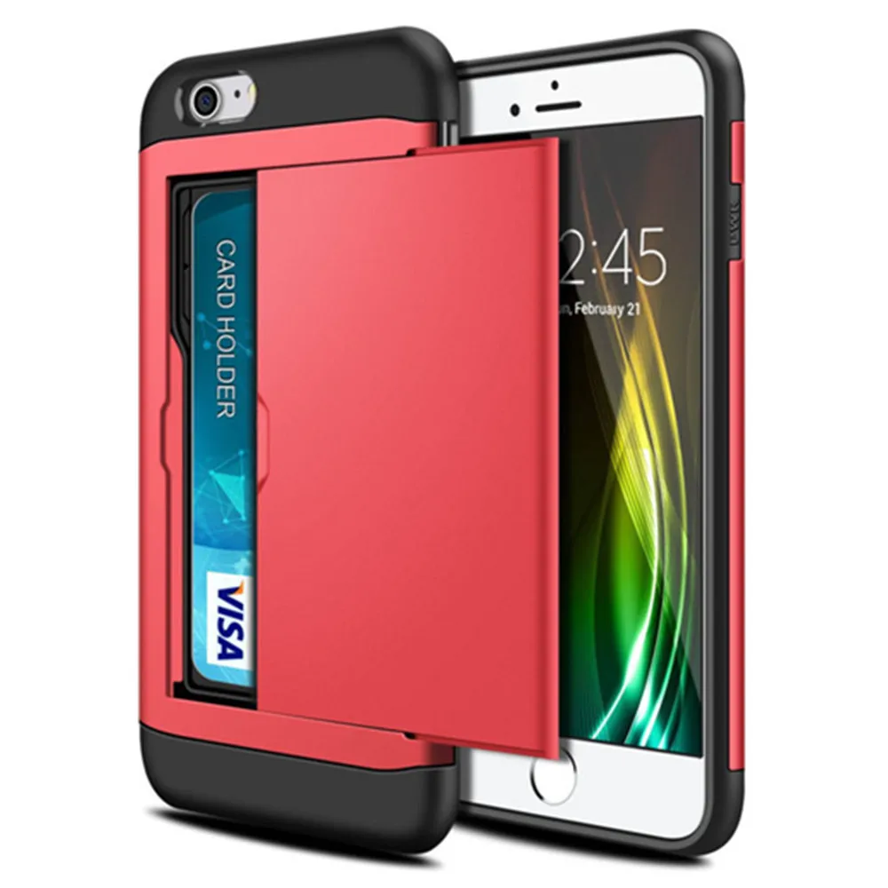 Per Iphone 6S 6 6 + Plus Custodia Portafoglio Porta Slot Per Schede Custodia Rigida A Doppio Strato Per Iphone 6S Plus 6 6G Iphone6S Iphone6 Coque