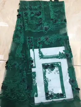 

Hot sale 3D Flower beading French Tulle lace dress fabric, high quality Tulle lace fabric FD113