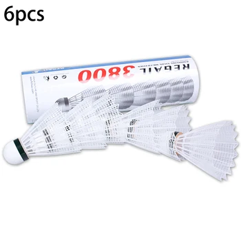 

6 PCS Yellow/White Nylon Medium Speed Badminton Nylon Badminton Frill Ball High Durance Practice Ball
