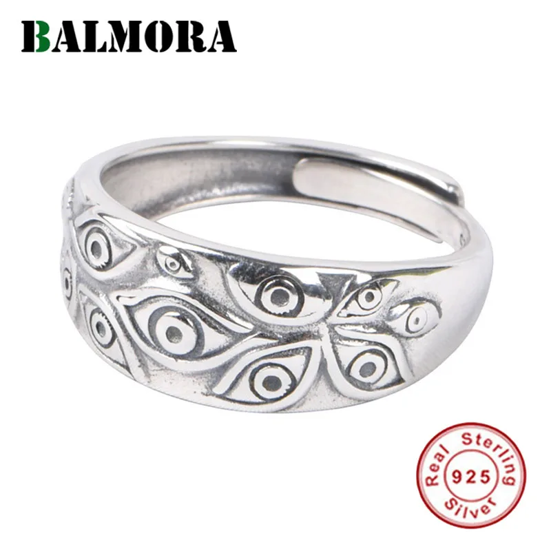 BALMORA 100% 925 серебро Демон глаз кольца для Для мужчин женщин Винтаж в стиле панк Рок