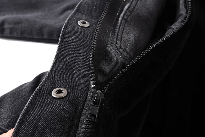 Зимние парки Mujer, джинсовая куртка с меховым воротником и капюшоном, женская джинсовая куртка со съемной подкладкой из овечьей шерсти, Женская свободная короткая черная куртка