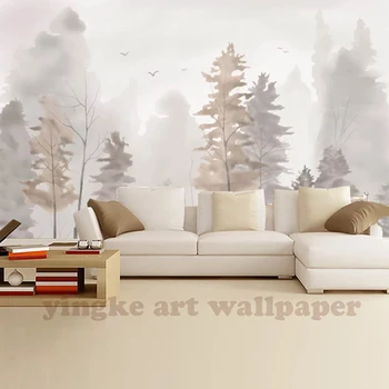 

Non-woven Wallpaper Custom Photo Wall Paper Mural 3D 4d hand painted tree North European fashion Wall Covering Papel De Parede