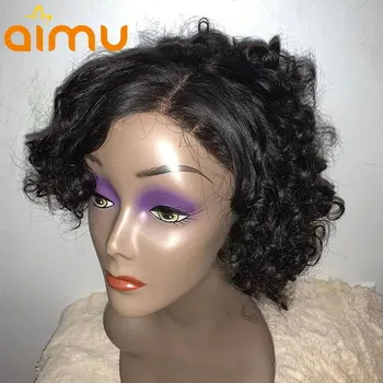 

Pixie Cut Wig Loose Wave Short Bob Wig 13x4 Lace Front Human Hair Wigs 4x4 Closure Wig Pre Plucked and Bleached 250% Density
