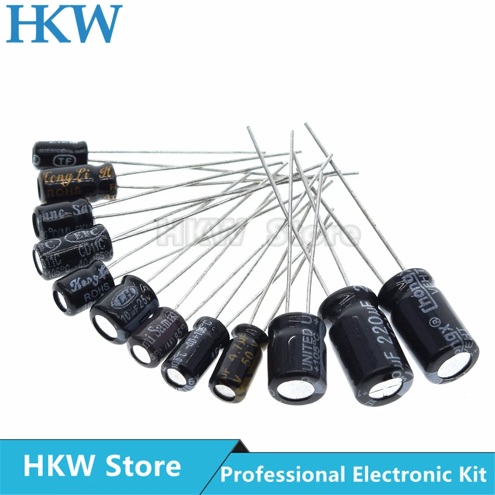 Набор алюминиевых электролитических конденсаторов 12 значений, 120 мкФ ...