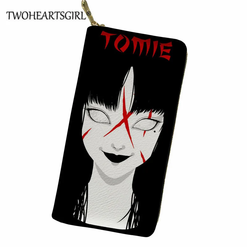 Черные женские кошельки twoheart sgirl удзумаки с рисунком черепа на молнии брендовый