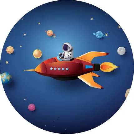 

Cartoon Astronaut Space Carpet, Round Bedroom, Living Room, Computer Chair, Non-Slip Floor Mat