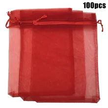 

100pcs Organza Gift Bags Wedding Favour Candy Bags Jewelry Pouch Festive Drawstring Closure Design Party Supplies