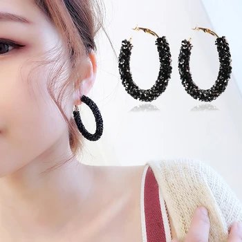 

Earrings Charm Feast Exaggerated Geometric Round Shiny Circle Frosted Crystal Big Earrings Fashion Jewelry Women's New Design
