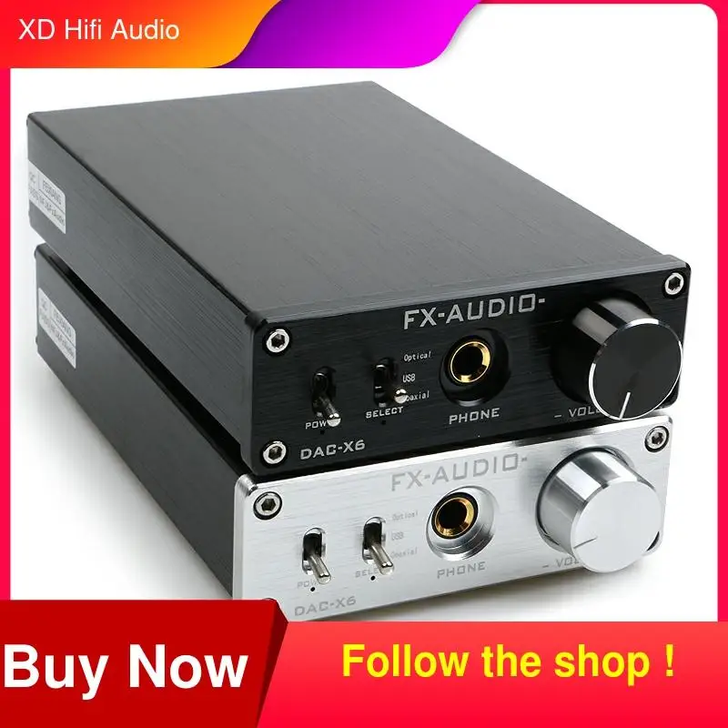 

FX-AUDIO DAC-X6 MINI HiFi 2.0 Digital Audio Decoder DAC 24Bit/96KHz Input USB/Coaxial/Optical Output RCA/ Amplifie