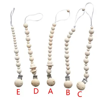 

Wooden Log Pacifier Chains Safe Teething Chain Baby Teether Eco-friendly Pacifier Clips Holder Chain w