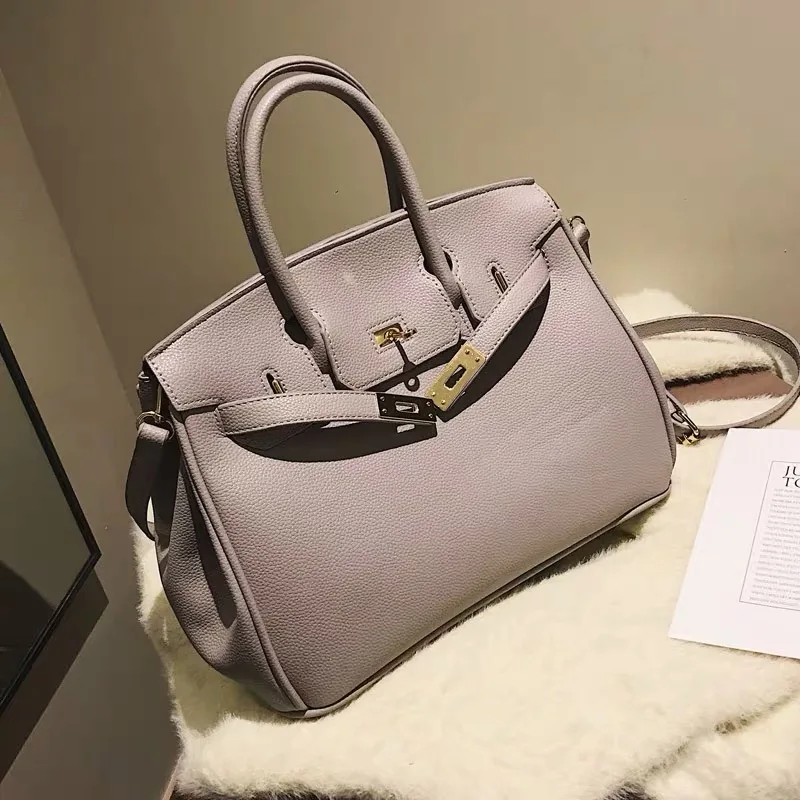 Bolsos de cuero de mujer bolsos de hombro de lujo высокое качество con Bola de nuevos bolsos de цепи, заклепки, отличное качество de mujer; большие размеры - Цвет: Серый