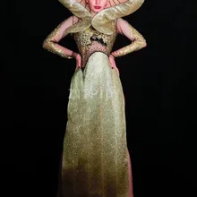 Модные черные золотые стразы, прозрачное платье с длинным рукавом, женская певица, одежда для танцоров, дня рождения, празднования, выпускного вечера