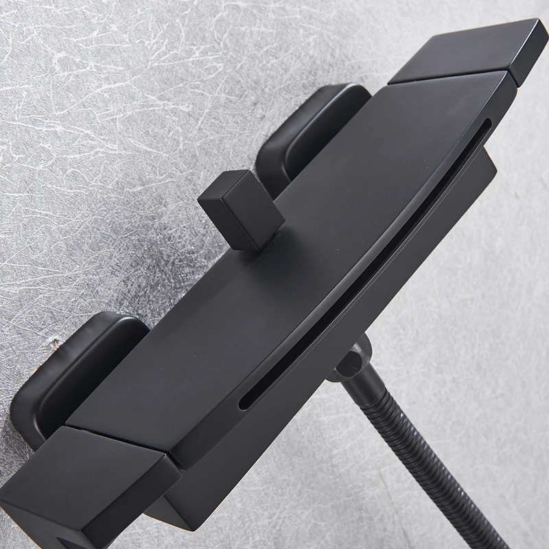MYQualife Matte Black Bathroom Faucet 2 Function Bathtub Facuet  Wall Mounting Cold and Hot Shower Faucet Waterfall 6