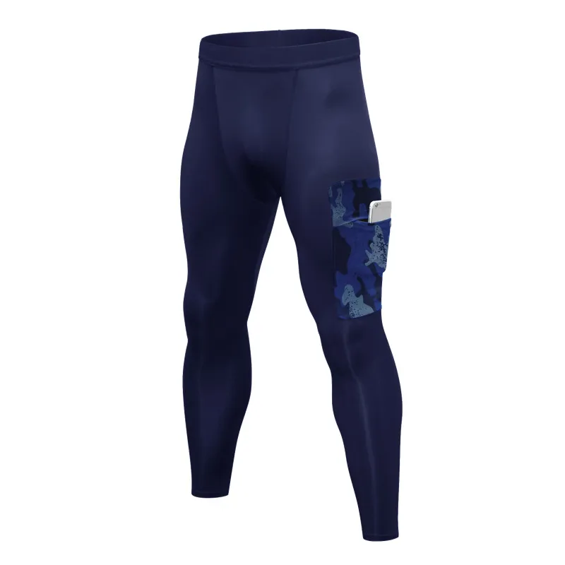 Быстросохнущие камуфляжные брюки с карманами, Мужские штаны для бега, обтягивающие леггинсы для спортзала, Мужские штаны для бега, одежда для тренировок XXL - Цвет: Navy