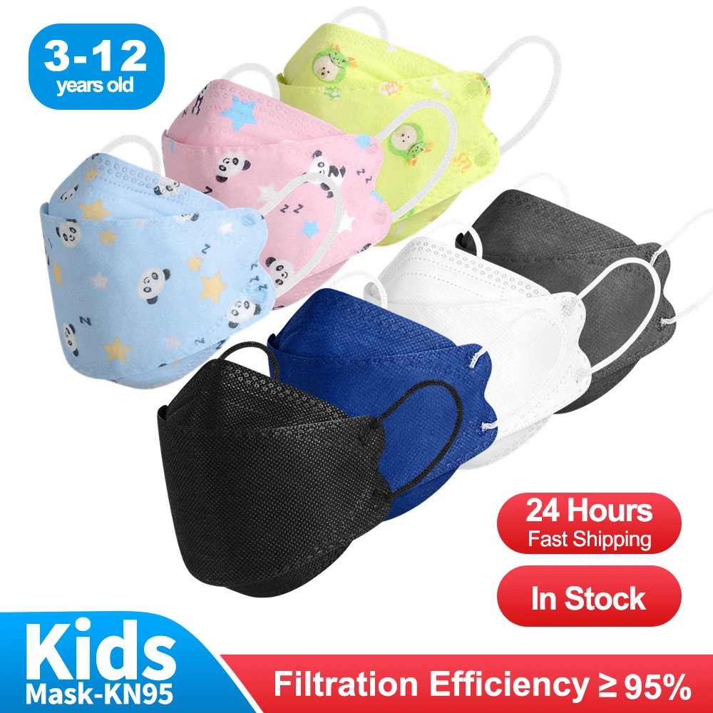 Mascarilla protectora kn95 FFP2 para Niños, máscara FFP2 de 4 capas con respirador, con dibujos animados, de peces