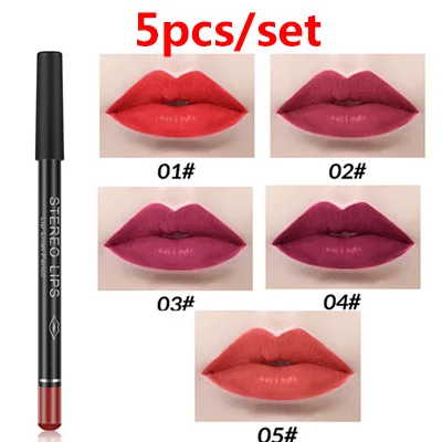 5pcs color 20 Набор карандашей для губ, матовый карандаш для губ, макияж, матовая губная помада, стойкий Водостойкий карандаш для губ, косметические карандаши, инструменты для макияжа - Цвет: 5pcs color 20
