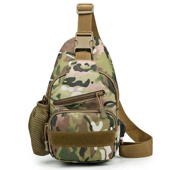 

Tactical Shoulder Bag Military Chest Sling Pack with USB Charging Port and Bottle Pocket for Walking Trekking Camping Hiking