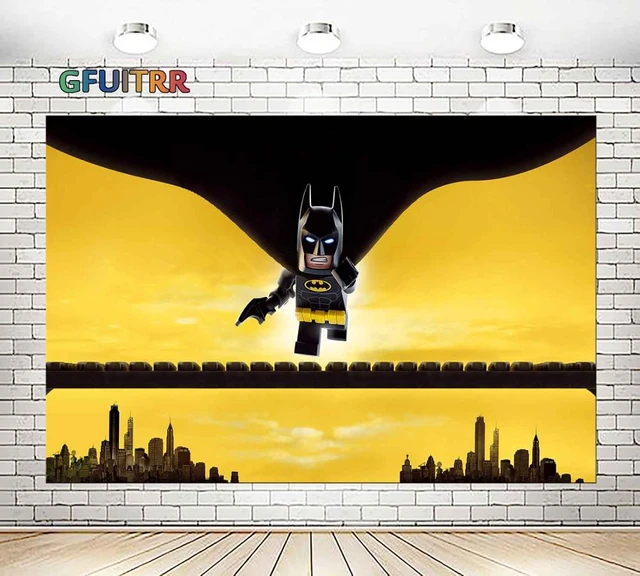 GFUITRR Cartoon Batman Photography Backdrops 1st Birthday Party Photo  Background Yellow Black Vinyl Photo Booth Props