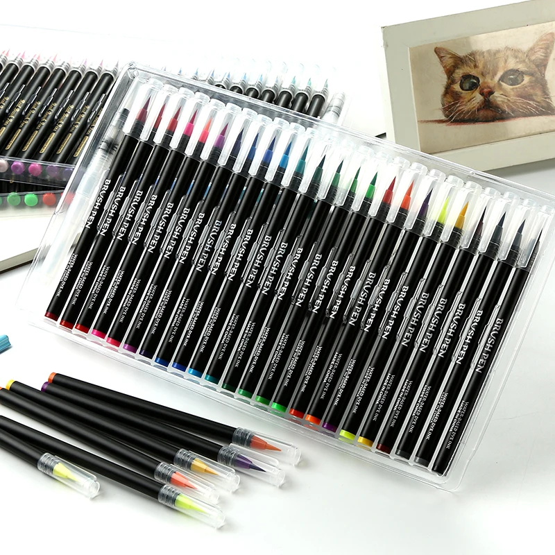 

24/48Colors Premium Soft Paint Brush Pen Set Watercolor Painting Markers Pen For Coloring Books Manga Comic Art Suppies