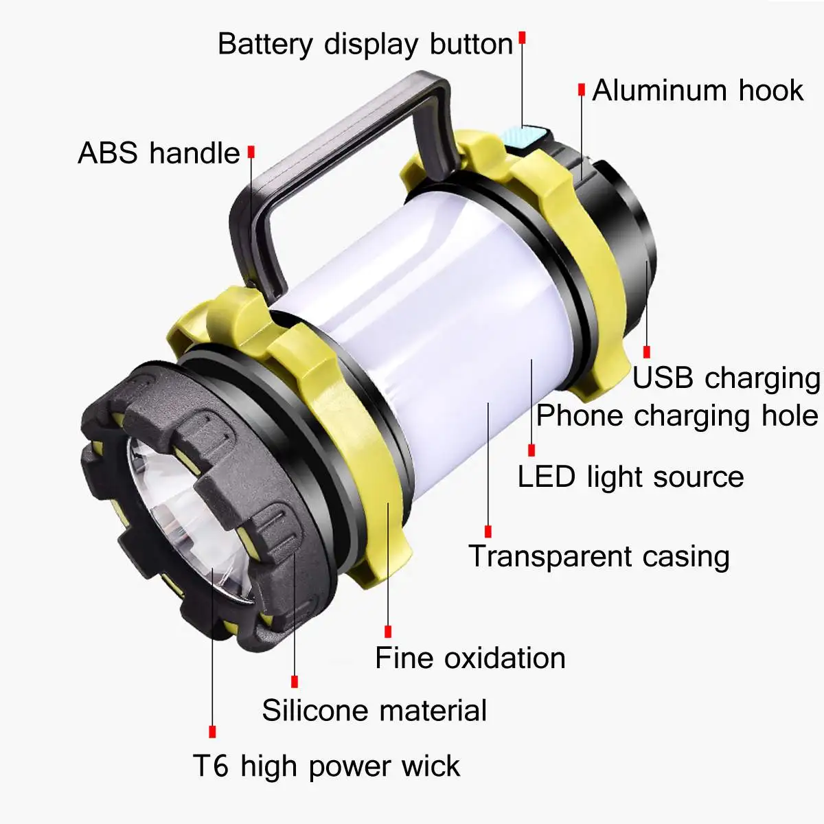4800MAh 2000lm 200W Светодиодный светильник для работы, перезаряжаемый светильник, светодиодный портативный вспышка, светильник прожекторный фонарь для наружного кемпинга