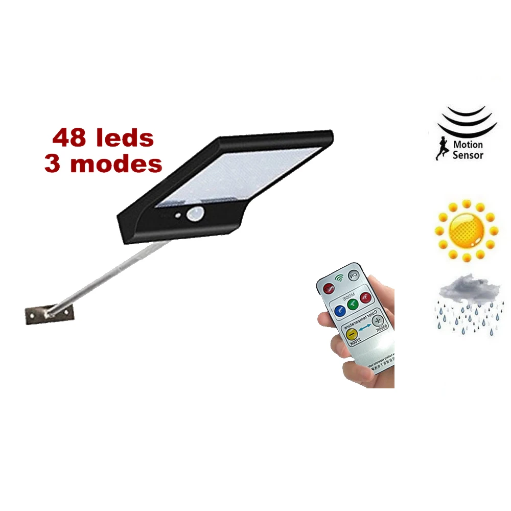 

Solar Light 48 led Cold+Warm lights PIR Motion Sensor Powered Street Lamps Garden Outdoor Ligting Waterproof Wall IP65 remote