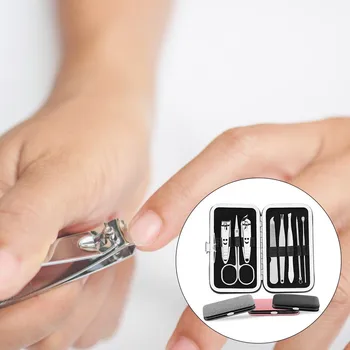 

40^8pcs Manicure Set kit Pedicure Scissor Tweezer Knife Ear pick Utility Nail Clipper Kit Stainless steel Nail Care Tool Sets