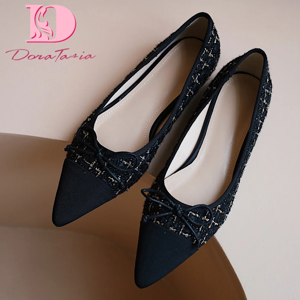 

Doratasia New Fashion High Quality Ballet Flats Woman Shoes Pointed Toe Slip-On Mixed Colors Bowtie Spring Shoes Women Flats
