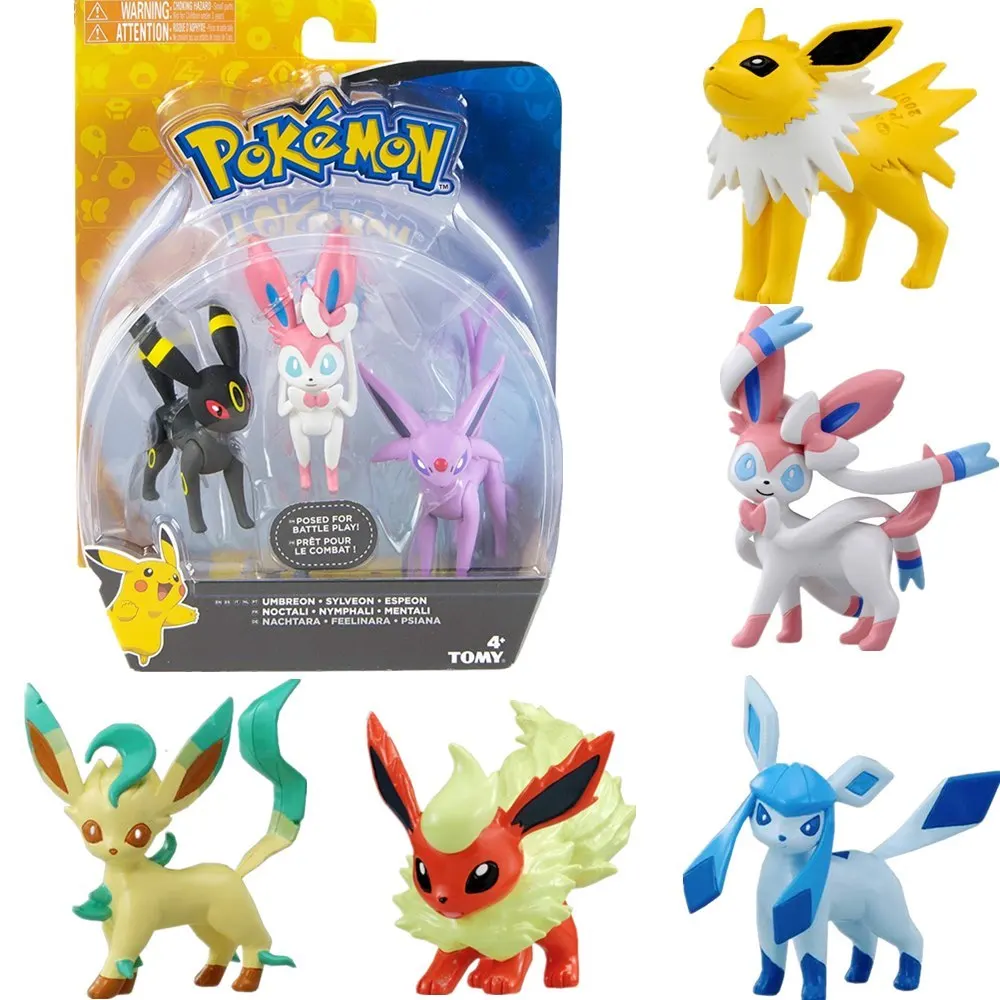Takara Tomy Pokemon Action Pose Figure 3 Pack - Jolteon Vaporeon Flareon/ Espeon Umbreon Sylveon игрушки подарки для детей |
