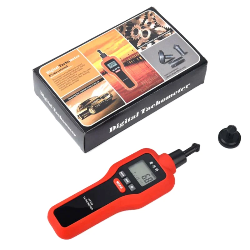 1Piece HT-522 Digital Rev Counter Digital Optical Tachometer Handheld Non-contact Measurement Rev Speed Meter Tester Tool